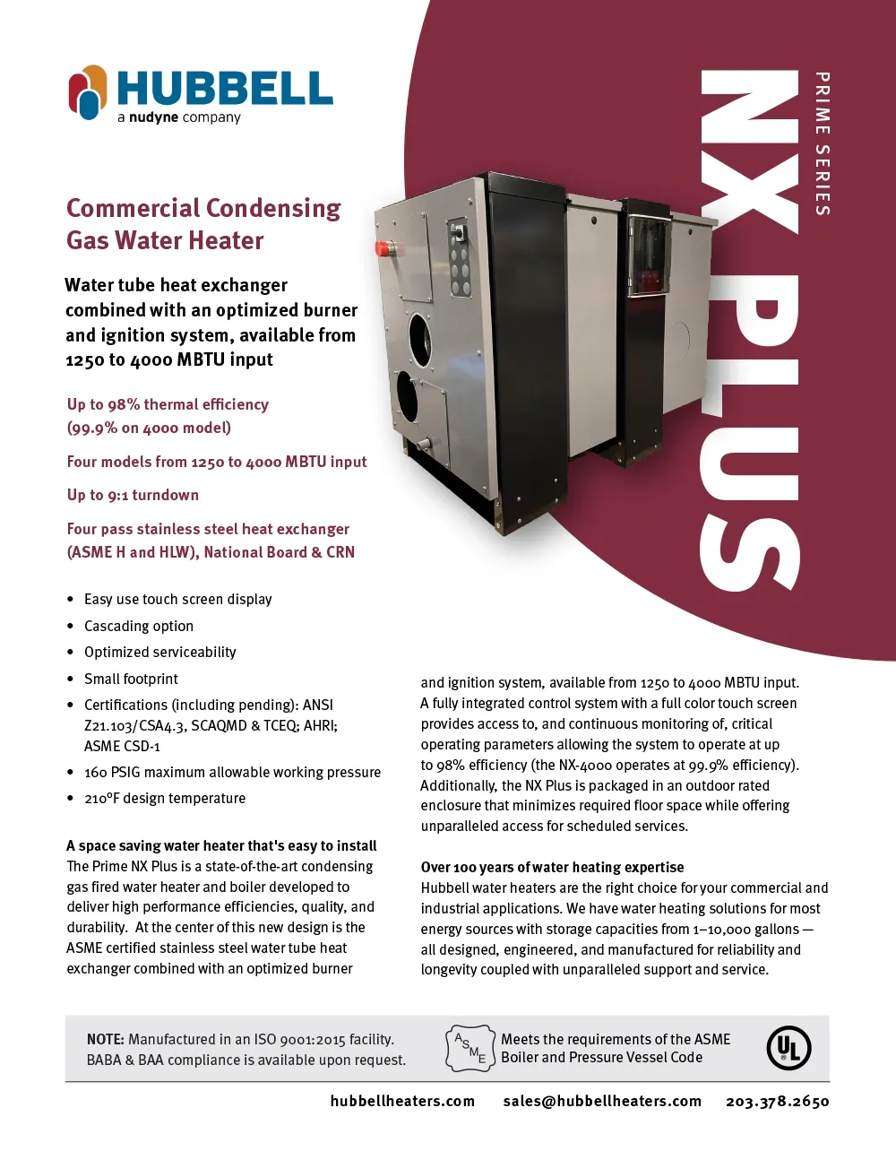 High Efficiency Gas Condensing Water Heater | Hubbell Heaters
